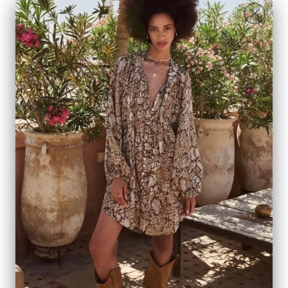 SPELL 1985 Mossy Shirt Dress in Honeycomb